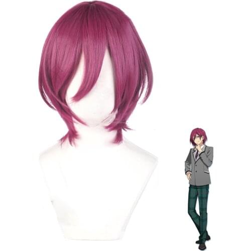 Saegusa Ibara Cosplay Wig Anime Ensemble Stars Men Short Red Heat Resistant Synthetic Hair Wigs Halloween Party Role Play