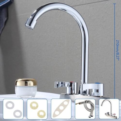 Bathroom Basin Faucet Brass Lead-free Hot and Cold Water Faucet Two Handle Mixers Tap Deck Mount Wash Tub Fauctes