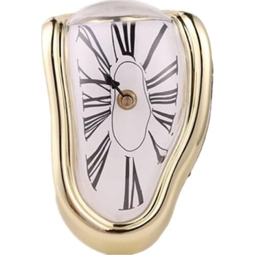 Surreal Distorted Clock 175*115*145mm Silent Scanning Melting Watch Pedestal Clock Gift Decoration for Home Shelf Desk L