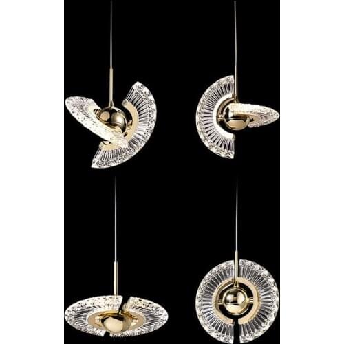 Modern Chandelier Crystal Iron Flying Saucer Hanging Lamp Bar Dining Room Bedroom Furniture Commercial Rotating Led Lighting