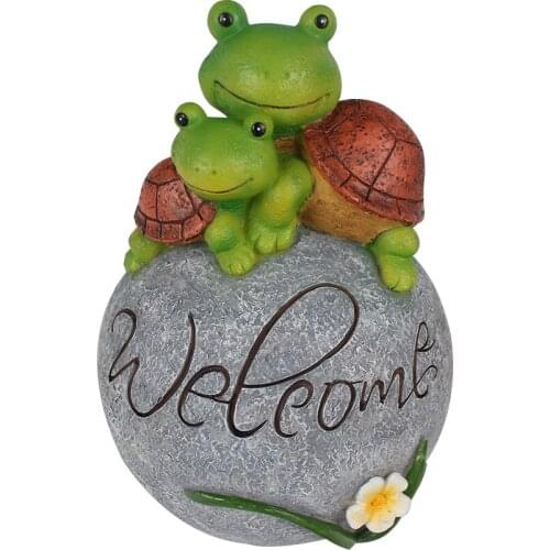 Turtles Garden Statue Yard Decor Welcome Turtles on a Rock for Outdoor or Indoor Use Patio Yard Art Statue Lawn Ornament