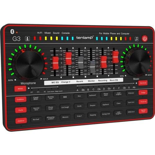 Live Sound Card Set Usb Live Broadcast Microphone Bluetooth Function for Computer Pc Mobile Phone Sing Recording Audio Device