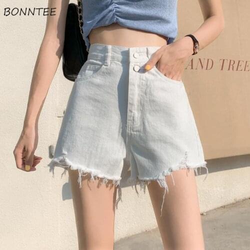 Shorts Women Streetwear High Waist Wide Leg Denim Ripped Hole Fashion Tassel Female 2021 New Summer Korean Style Loose Casual