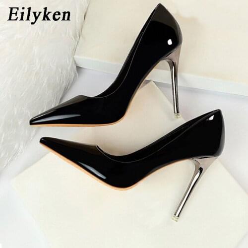 Eilyken Plus Size 34-40 Women Pointed Toe Pumps High Quality PU Leather Dress High Heels Fetish Stiletto Wedding Party Shoes