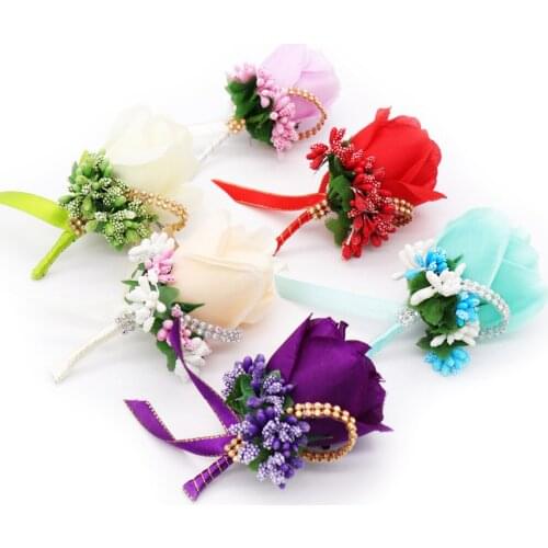 1pc Bridesmaids Bride Corsage Wedding Chest Rose Flower Artificial Bridal Flower Wedding Decoration Valentines Day Lovers' Gift