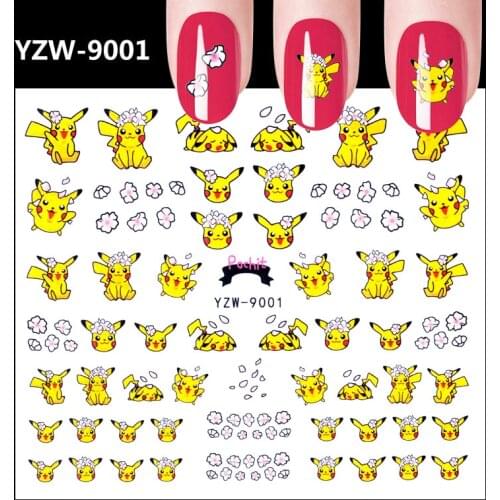 1PC nail art sticker cartoon animals black white yellow image printing manicure foil water transfer slider wraps FW049