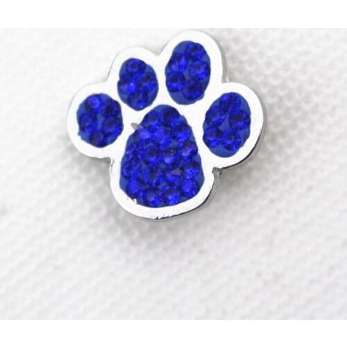 10pcs Dark Blue Crystal Dog Paw Snap Buttons Charms fit 18mm Ginger Buttons Snap Bracelet&Bangles DIY Snap Jewelry