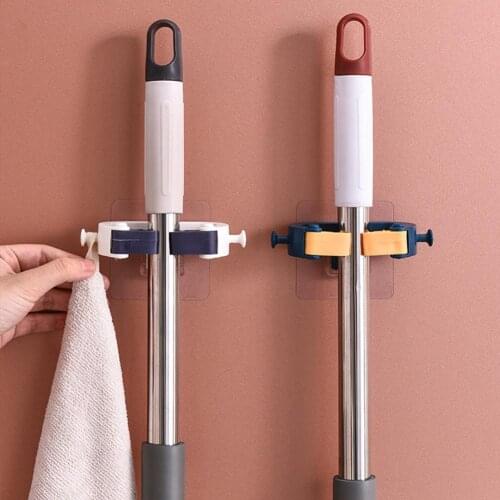 3Pcs Non-slip Punch Free Mop Holder Hanger Hooks Drain Storage Rack Kitchen Wall Organizer Brush Storage Rack Kitchen Clip