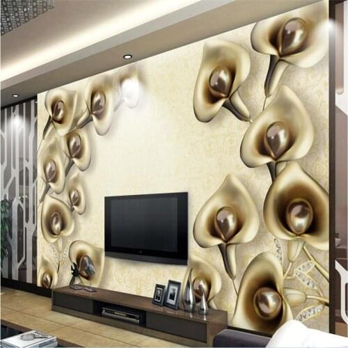 Beibehang 3d wallpaper Custom fresco wallpaper any size 3D luxury relief j metal 3D tulip TV background wall papier peint