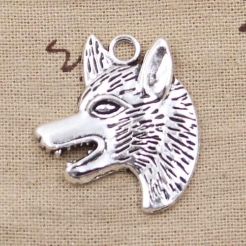8pcs Charms Wolf Dog Wolfhound 35x30mm Antique Silver Color Plated Pendants Making DIY Handmade Tibetan Silver Color Jewelry