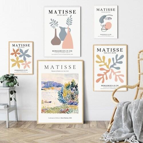 Abstract Matisse Face Coral Leaf Landscape Nordic Posters And Prints Wall Art Canvas Painting Wall Picture For Living Room Decor
