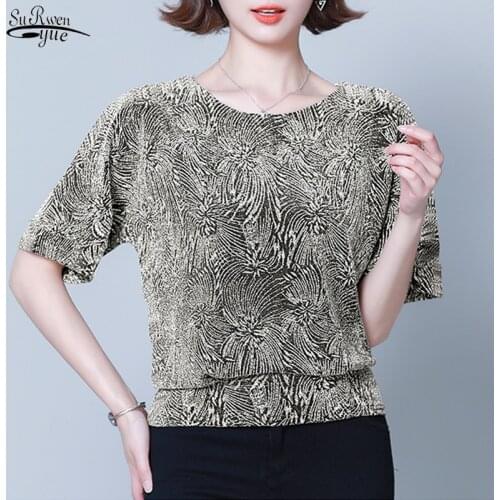 Shiny Sequin Blouse Plus Size Glitter Shirt Tops Fashion New Elegant Tunic Women Blouses Red Golden Shine Womens Blouses 14083