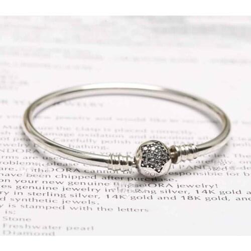 S925 Bracelets & Bangles for Women Sparkling Star Clasp Clear CZ fit Lady Beads Charms pendants