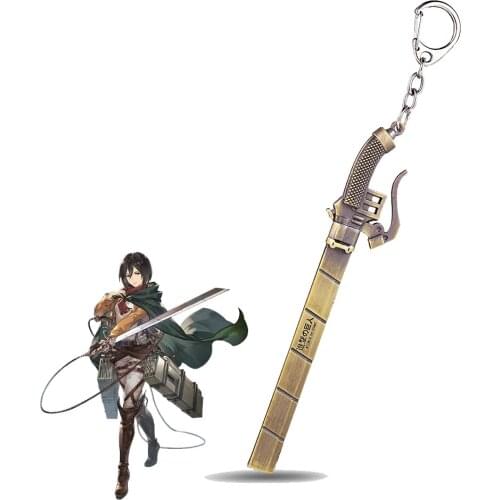 Anime Attack On Titan Keychain Scout Blade Pendant Metal Bronze Kyojin Key Ring Holder Car Chaveiro Unisex Gift Charm Jewelry