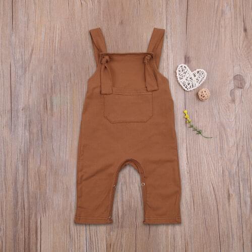 Citgeett Summer Infant Baby Girls Solid Color Jumpsuit Spaghetti Straps Square Neck Long Pants Romper Clothes