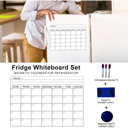 Magnet whiteboard Home Office Kitchen Fridge Calendar Magnet Dry Erase Board White Boards Wall Sticker Schedule Message Boards