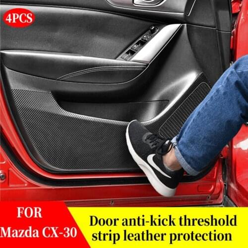 FOR Mazda CX-30 CX30 Car Door Leather Anti Kick Carbon Fiber Protective Cover Auto Door Anti-kick Anti-dirty Pad Sticker