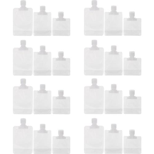 24Pcs Travel Cosmetics Subpackage Pouch Nozzle Stand-up Lotion Bag White