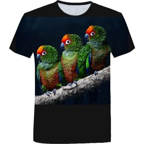 Fashion mens t-shirts With Parrot Pattern Summer 3D Casual Trend Color Print T-shirt Personality Funny Birds graphic t shirts