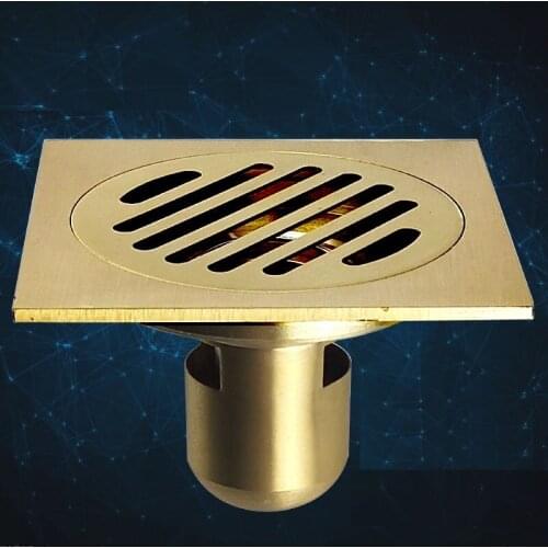 Deep water seal deodorant floor drain 4 Inch Copper Deodorant Square Floor Drain Bathroom Washing Machine Floor Drain