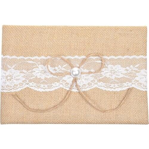 Burlap and Lace Pearl Design Guest Book For Rustic Wedding