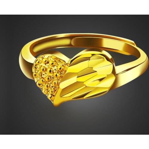 Fashion Elegant Heart Ring 100% 925 Sterling Silver Adjustable Size Index Finger Ring Women Golden Wedding Jewelry Gift