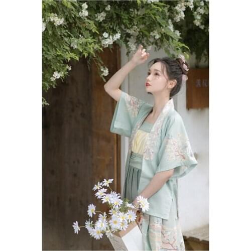 Japanese Sweet Girls Style Kawaii Fawn Printing Cardigan Jk Style Pleated Skirt Sets Ladies Fashion Modern Elegant Kimono Suits