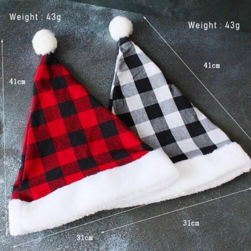 Red Plaid Christmas Hat Soft Comfortable Santa Claus Caps Adult And Children XMAS Decor Hats New Years Gifts Home Decoretion