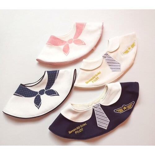 Ins wind gentleman captain 360 round bib cotton waterproof embroidered baby saliva towel baby bib fake collar