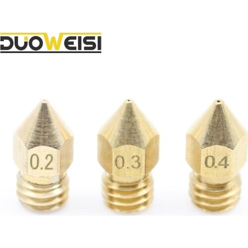 M6 screw 3D Printer Brass MK8 Nozzle0.2/0.3/0.4/0.5/0.6MM for 1.75/3mmFilament Print Head For Makerbot Ultimaker