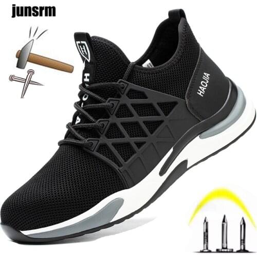 New Lightweight safety shoes breathable Non-slip steel toe shoes imitation piercing sports protective foot shoes work boots