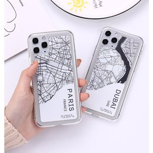 Fashion City Map for iPhone 12 Mini 11 Pro X XS Max XR 8 7 6 6s Plus Soft TPU Protect Phone Cover