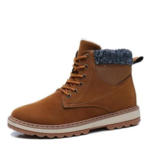 2019 Winter New Warm Plus Cotton Fashion Color Matching Stitching Plus Velvet Trend Non-slip Climbing Mens Snow Boots