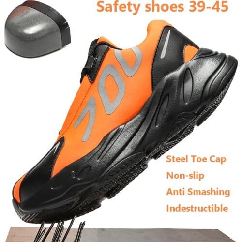 Mens safety shoes Steel Toe Cap Protective male Work Shoes Anti Smashing Short Steel Mid Sole Indestructible Shoes size39-45