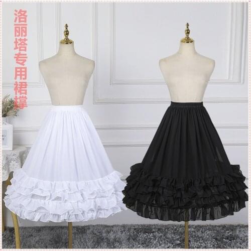 Lolita Mid-Length Crinoline Daily Lolita Fishbone Ruffled Slip Dress Carmen Soft Girl Adjustable Skirt