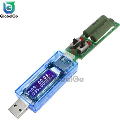 USB Load Resistor With Adjustable Dual Switch Test Module LCD USB Charger Battery Capacity Voltage Current Tester Meter Detector