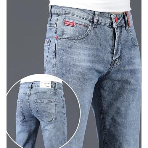 Spring and Autumn 2021 New Mens Skinny Jeans Fashion Casual Elastic Cotton Slim Denim Pants Male Brand Clothing