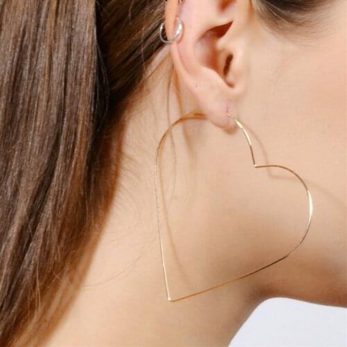 New Trendy Exaggerate Five-pointed Star Big Earrings Hollow Big Gold/Silver Color Heart Earrings For Women Brinco Feminino Gift