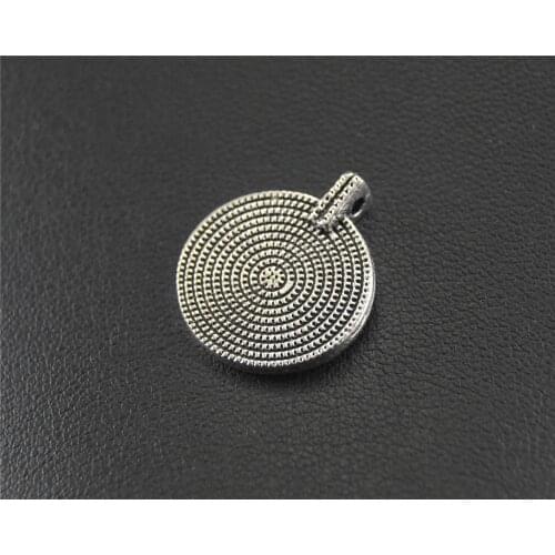 20pcs Silver Color Round pattern drop Charm Pendant DIY Necklace Bracelet Bangle 18x15mm A1466