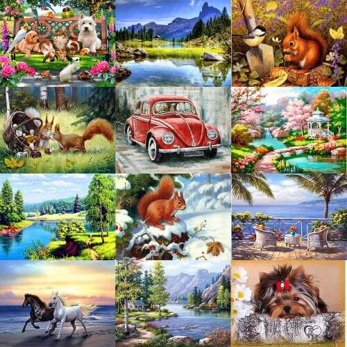 Full Round Drill Diamond Painting Cross Stitch 5D DIY Diamond Embroidery Cartoon, animals, landscape Christmas gifts - ZT013