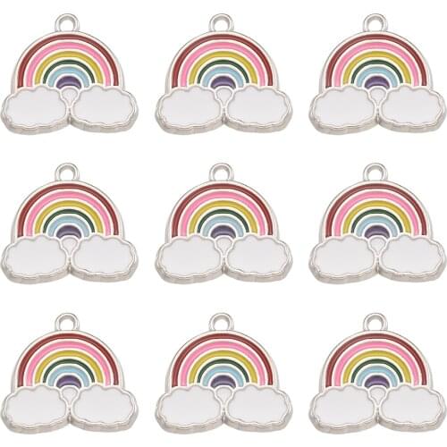 100pcs Alloy Enamel Colorful Rainbow Pendants for Bracelet Necklace Jewelry making Decor Accessories Hole: 2mm