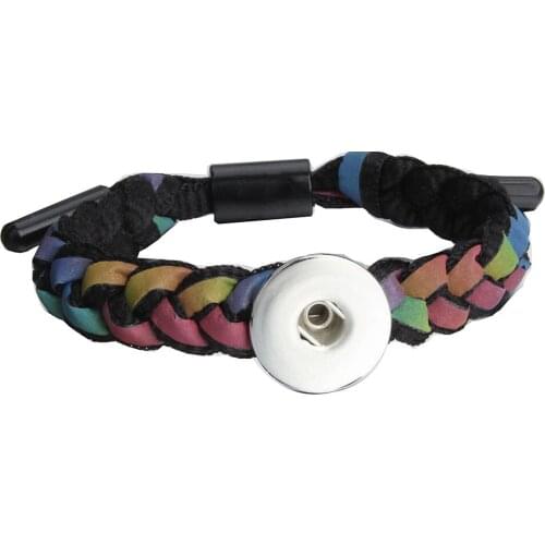 Adjustable Braided Shoelace Snap Button Bracelet Fit 18mm Snap Jewelry Handmade 18mm Snap Knit Shoelace Bracelets