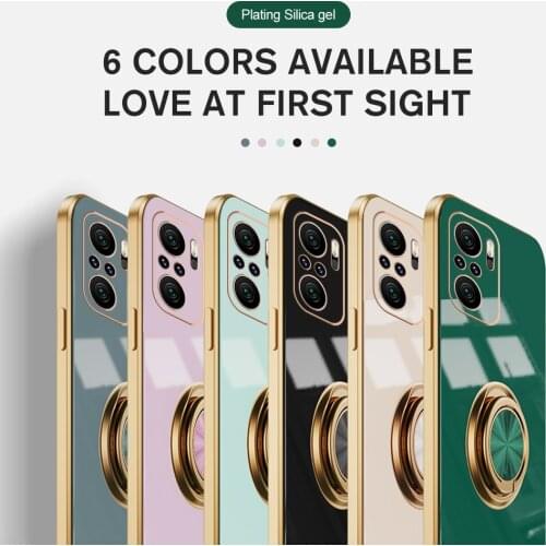 For Xiaomi Poco F3 Luxury Plating Finger Ring Holder Cover Case For Redmi Redme Note 10 10s 9t Poxo Poko M3 X3 F2 K40 K30 GT Pro