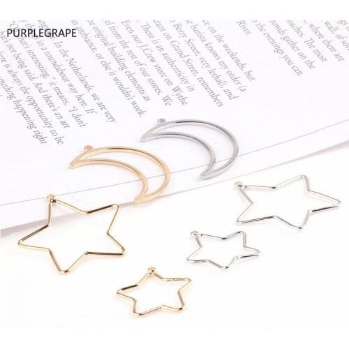 18k Real Gold DIY Earrings Jewelry Material Pendant Handmade Pendant Moon Star Fine Geometry 10pcs