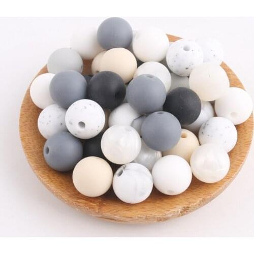 Bite Bites 12mm 40pcs/set Optional Color Silicone Beads DIY Teething Necklace Bracelet Eco-friendly Silicone Baby Teether