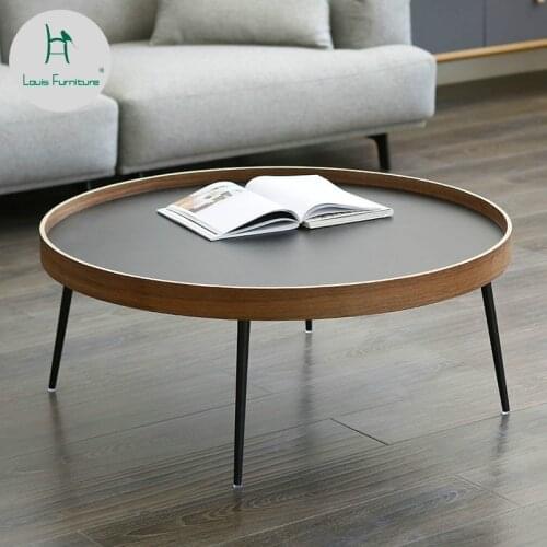 Louis Fashion Nordic Solid Black Walnut Tea Table Living Room Creative Circular Expression Modern Simple Small Apartment
