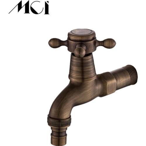 Antique Brass Cold Water Wall Mounted Tap Garden Faucet Long Washing Mop pool Machine Water Tap Basin Faucet Bibcock Tap Mci