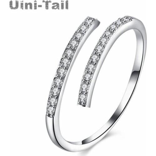Uini-Tail new design hot-selling 925 sterling silver simple personality micro-inlaid open ring fresh and fashionable flow ED941