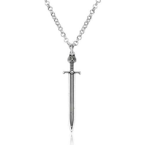 Gothic Owl on Sword Pendant Necklace Antique Silver Sword Medieval Renaissance Weapon Necklace Fashion Jewelry