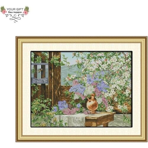 Joy Sunday H700 14CT 11CT Stamped and Counted Home Decoration Flowers Full Of Garden Flowers Embroidery Cross Stitch